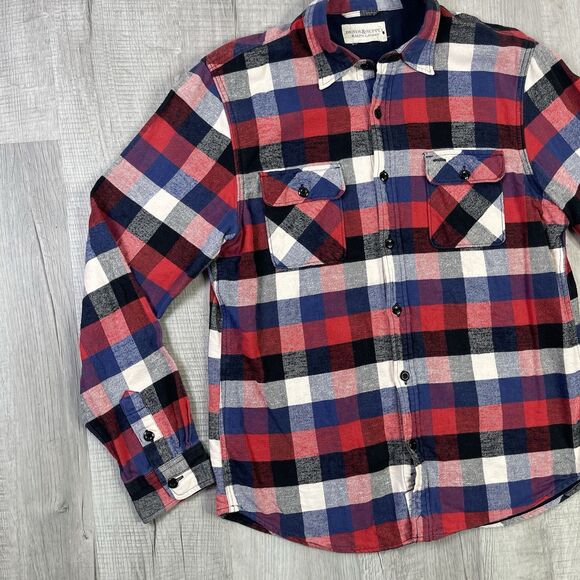 Ralph Lauren Denim & Supply Red/Blue Buffalo Plaid Cotton Flannel Shirt Large U - Picture 2 of 9